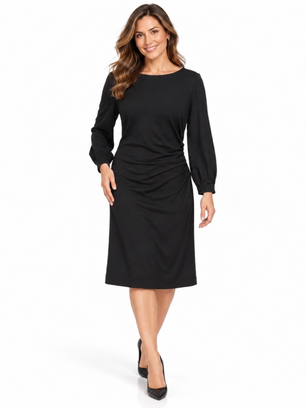Kobi Halperin - Charlotte Ruched Black Midi Dress